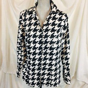 Lane Bryant Houndstooth Pattern Button Down Blouse